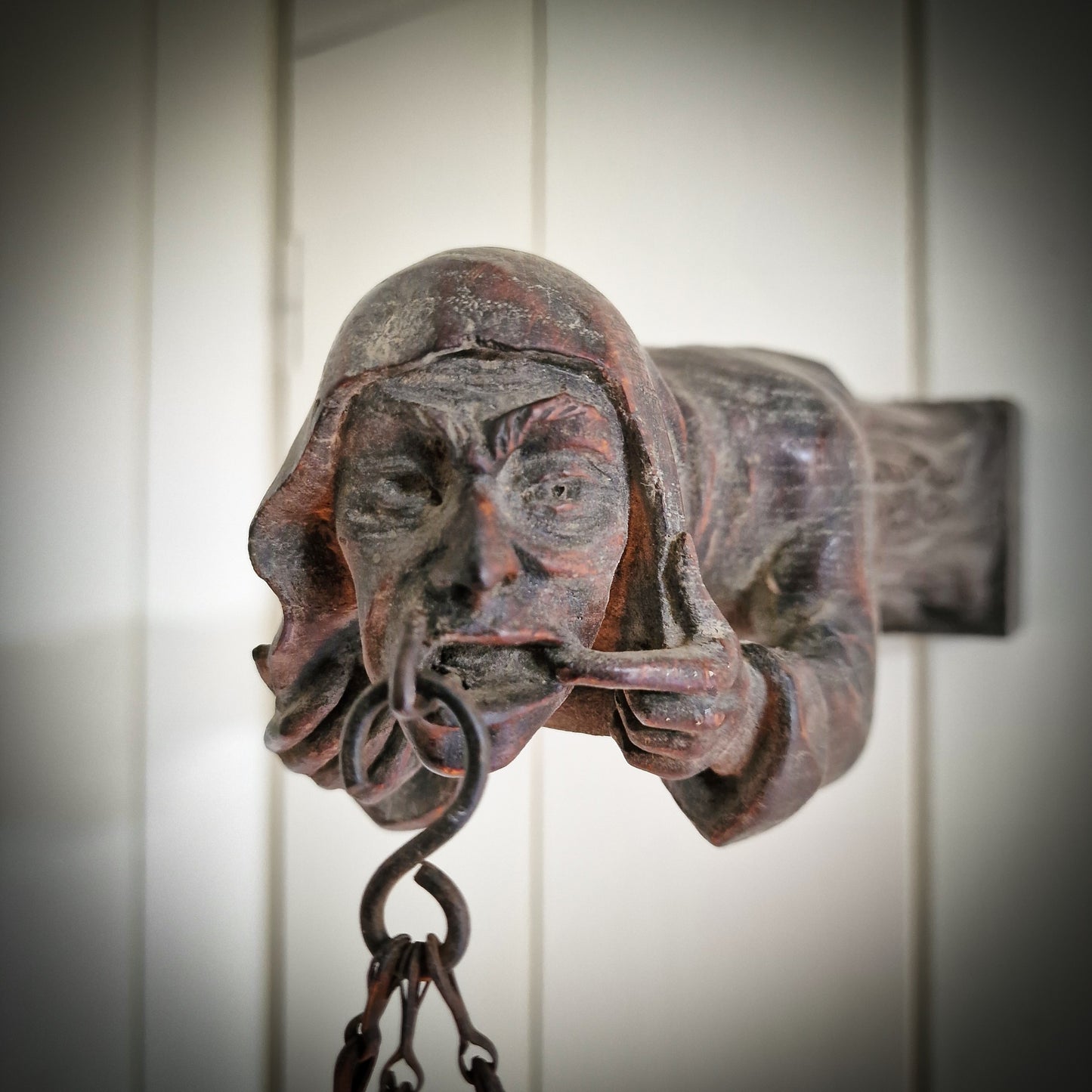 Rare Late 18th Century French Hand-Carved Gargoyle Wall Lamp Sconce