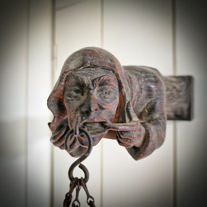 Rare Late 18th Century French Hand-Carved Gargoyle Wall Lamp Sconce
