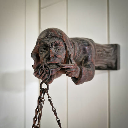 Rare Late 18th Century French Hand-Carved Gargoyle Wall Lamp Sconce