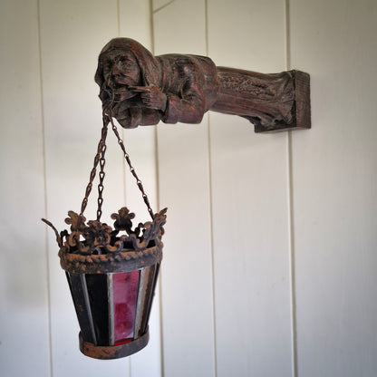 Rare Late 18th Century French Hand-Carved Gargoyle Wall Lamp Sconce