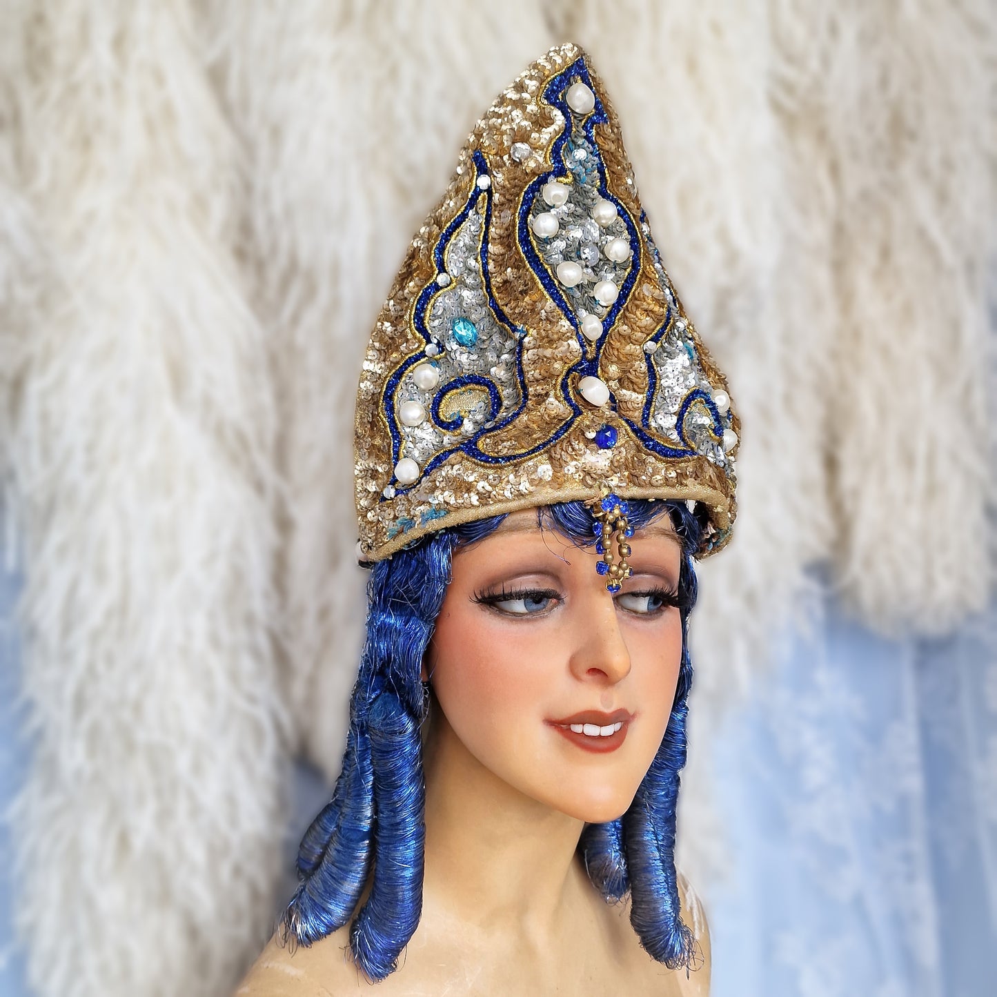 Vintage French Stage Headdress Costume Erte Burlesque