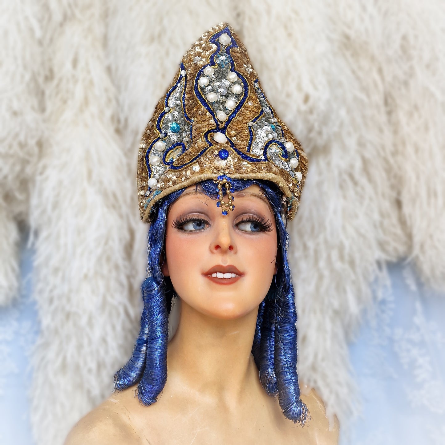Vintage French Stage Headdress Costume Erte Burlesque