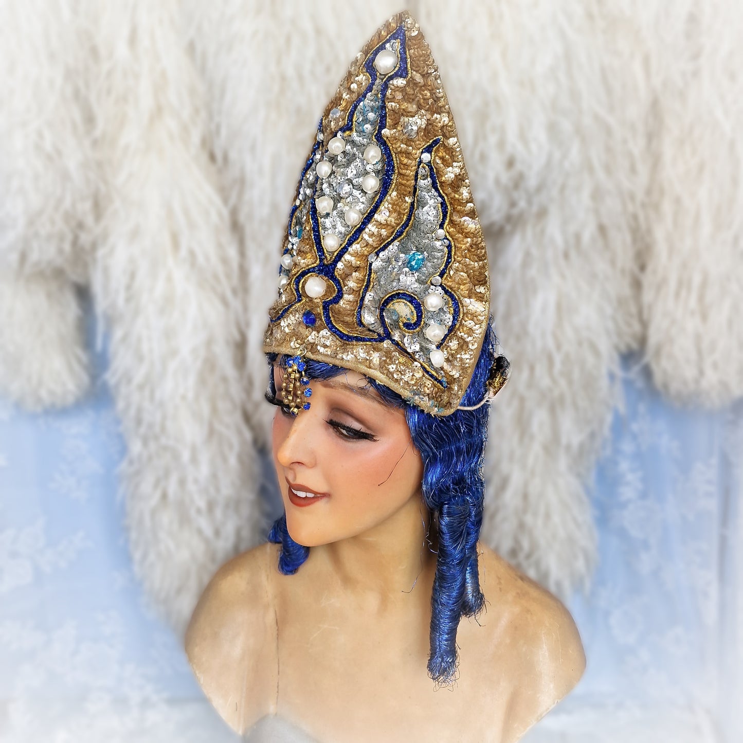 Vintage French Stage Headdress Costume Erte Burlesque