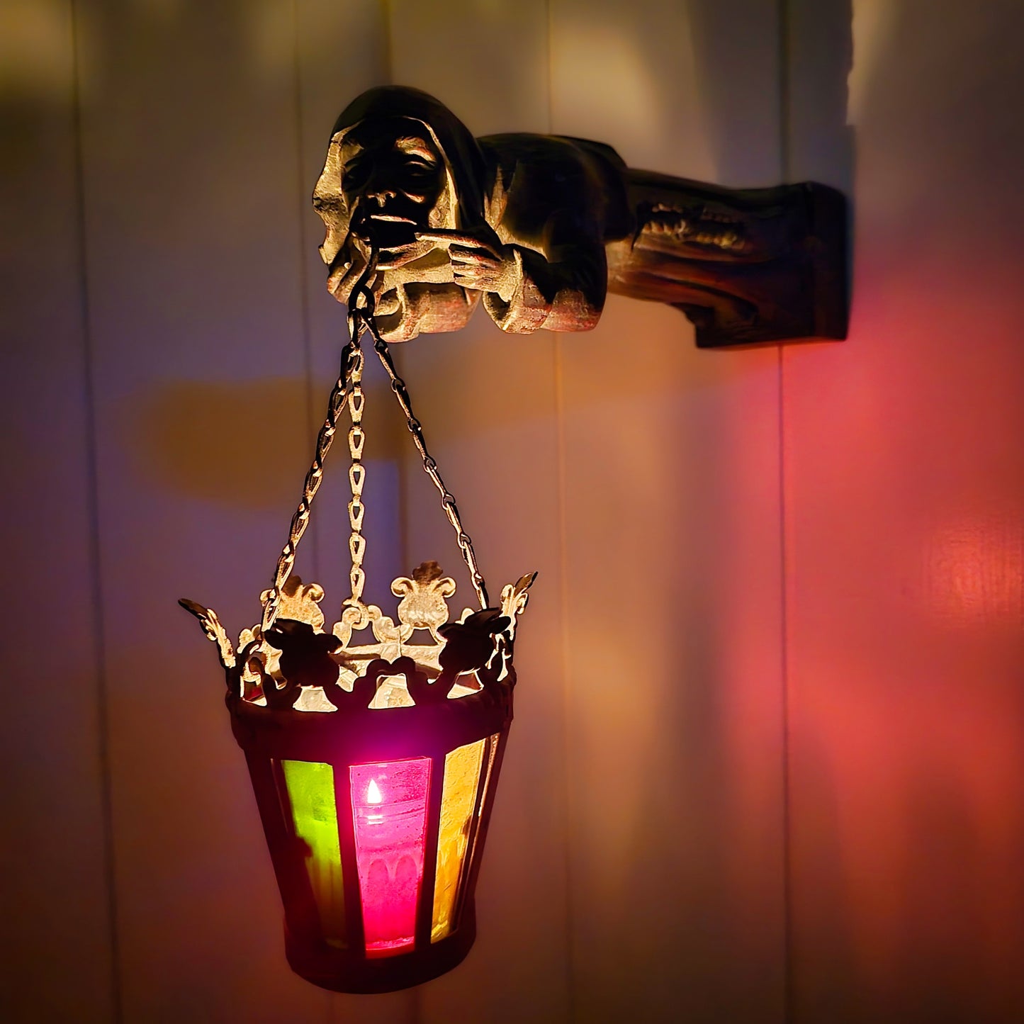 Rare Late 18th Century French Hand-Carved Gargoyle Wall Lamp Sconce