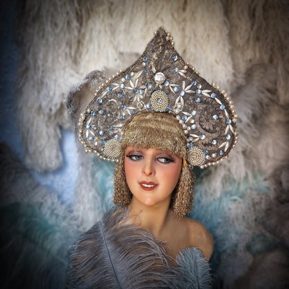 Antique Headdress Kokoshnik Theater Opera Showgirl Burlesque