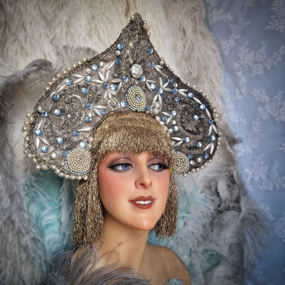 Antique Headdress Kokoshnik Theater Opera Showgirl Burlesque