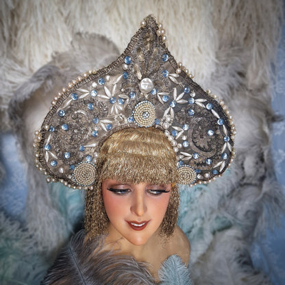 Antique Headdress Kokoshnik Theater Opera Showgirl Burlesque