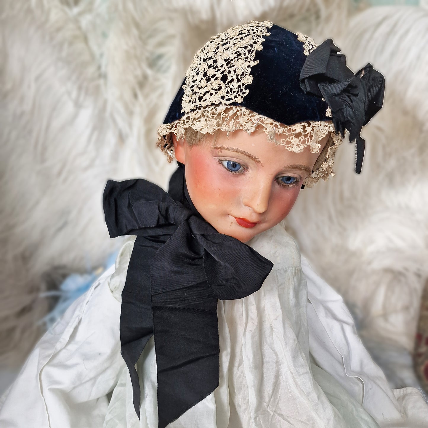 Antique Bonnet Hat Child Doll Fashion Victorian 1800s