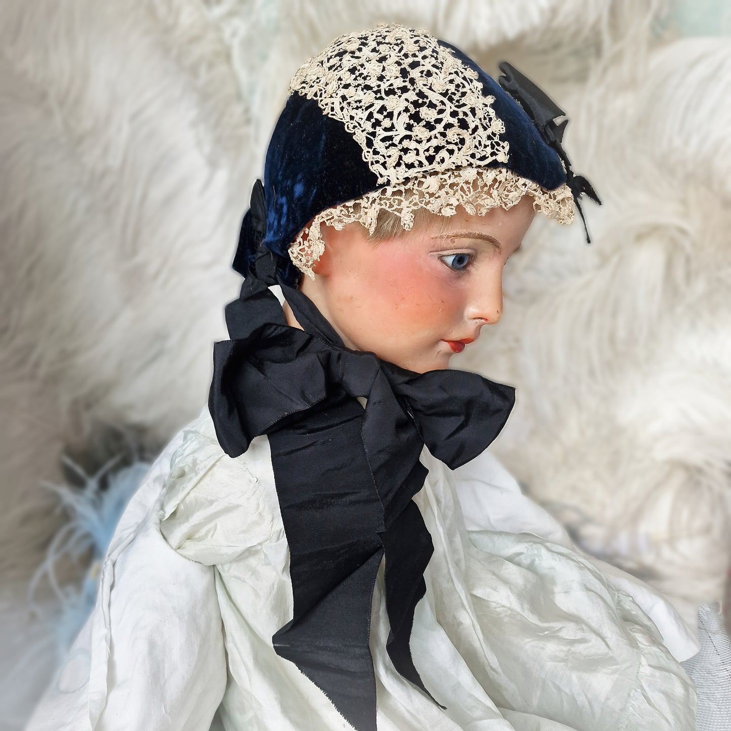 Antique Bonnet Hat Child Doll Fashion Victorian 1800s