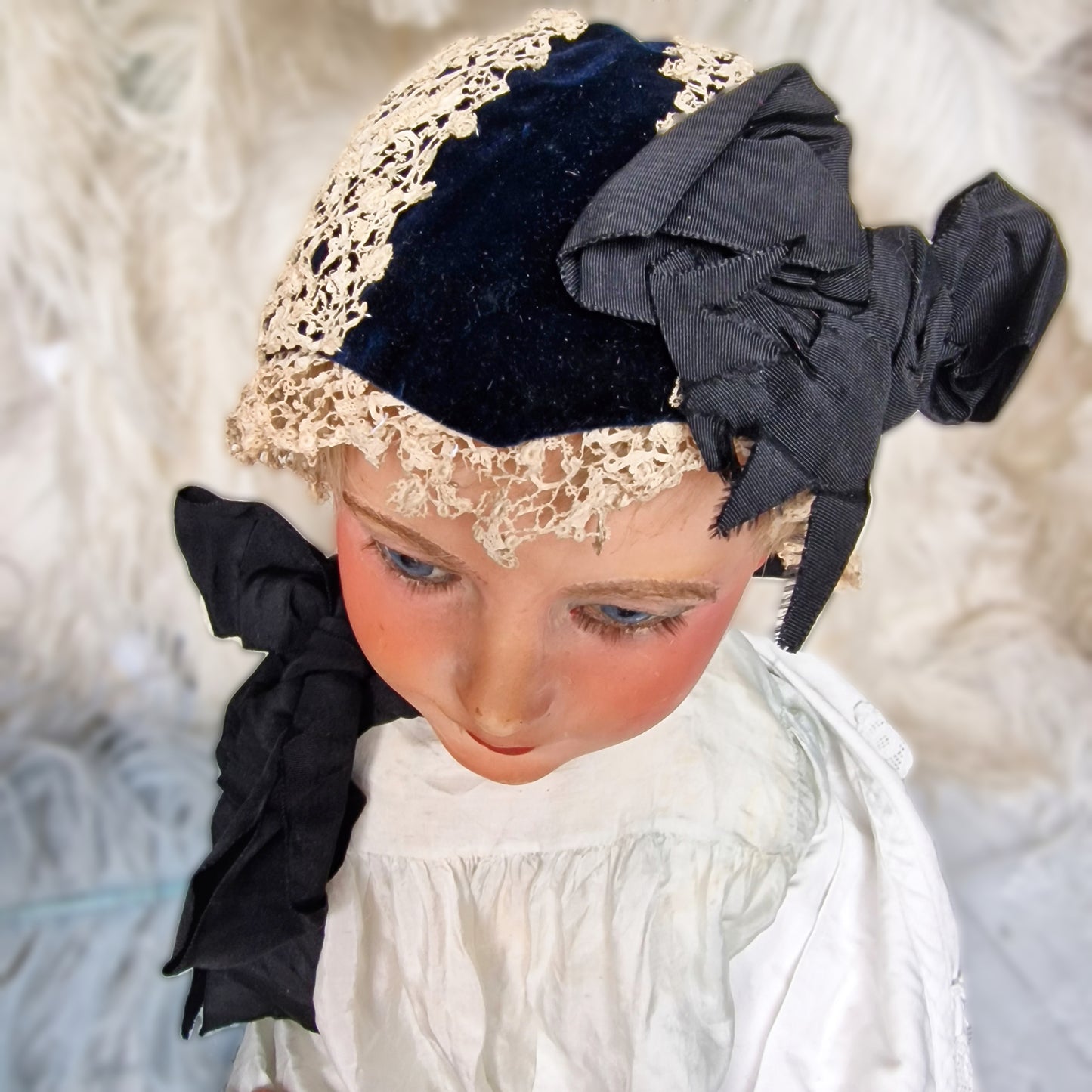 Antique Bonnet Hat Child Doll Fashion Victorian 1800s