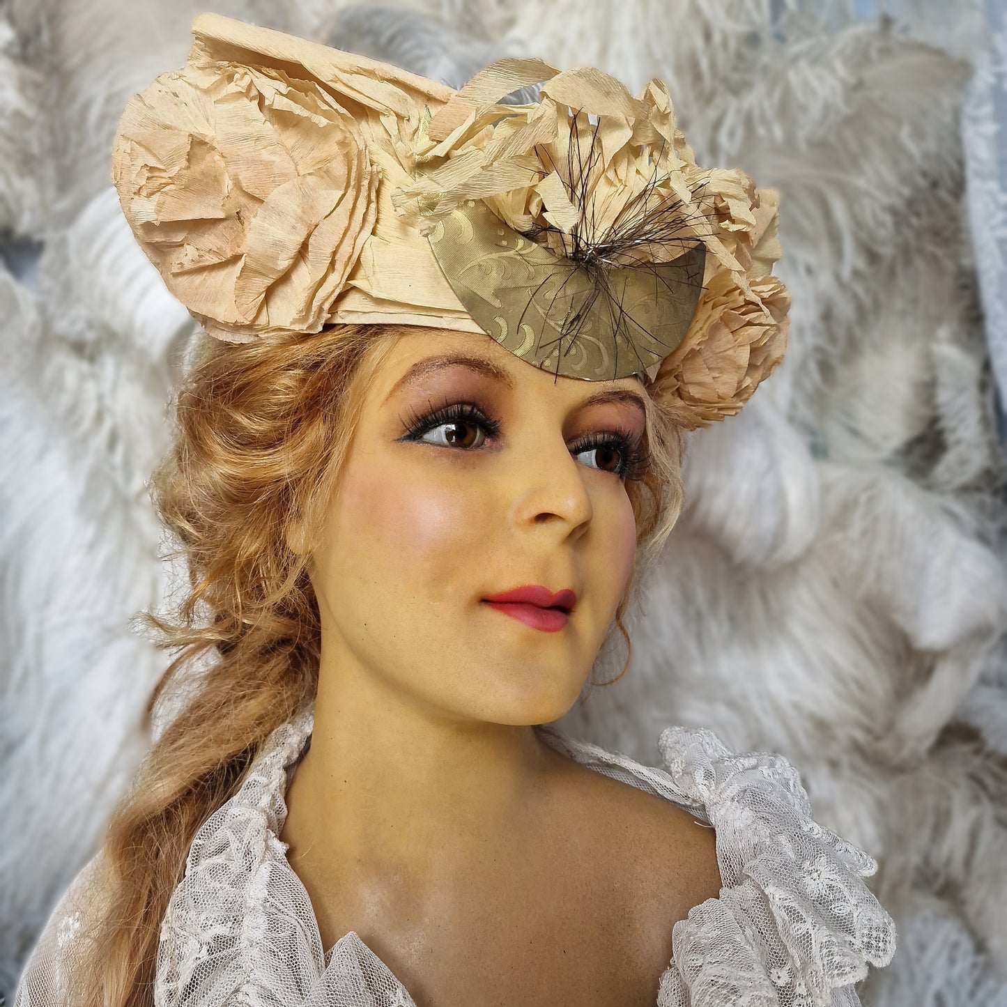 Stunning Antique French Wax Mannequin Bust