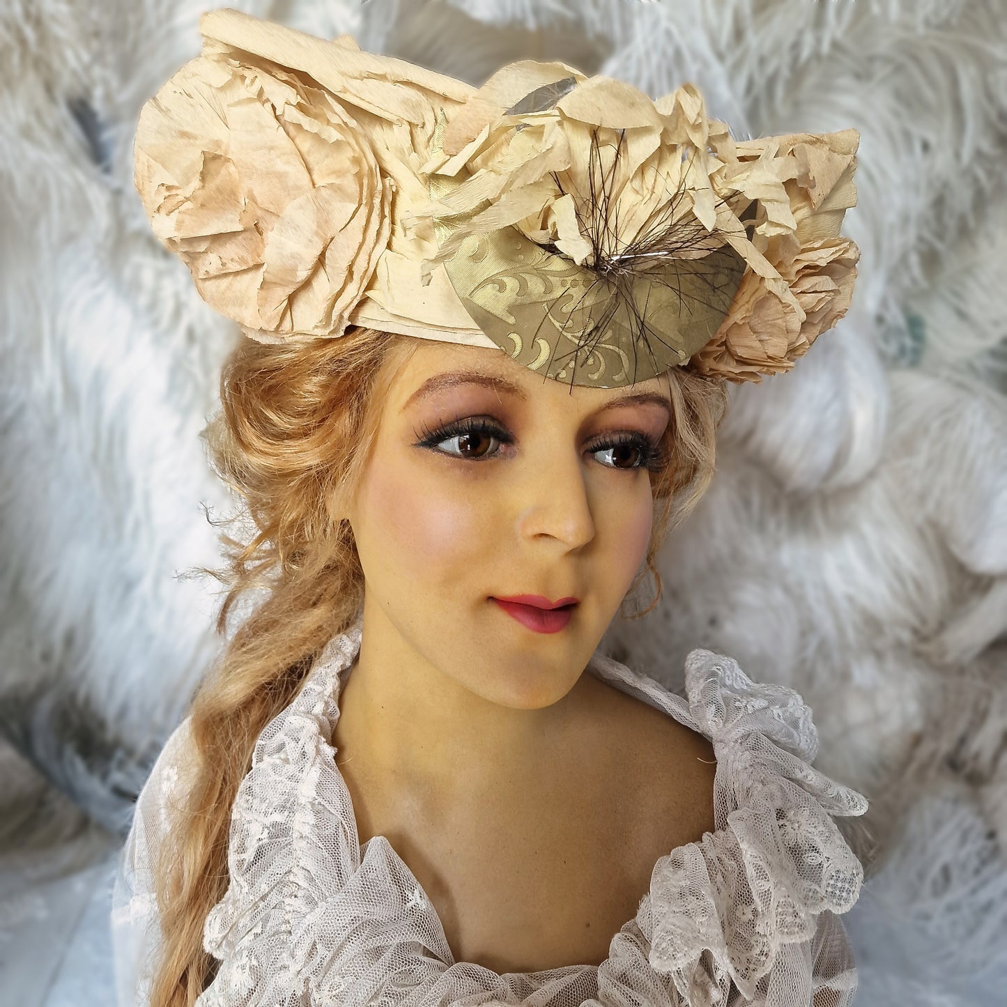 Stunning Antique French Wax Mannequin Bust