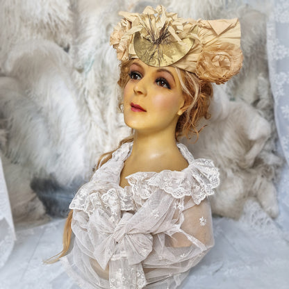 Stunning Antique French Wax Mannequin Bust