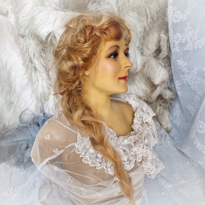Stunning Antique French Wax Mannequin Bust