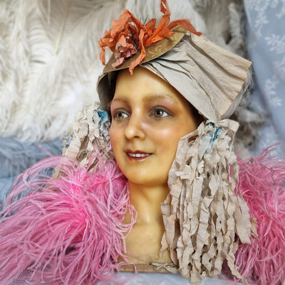 1900s French Wax Bust Mannequin