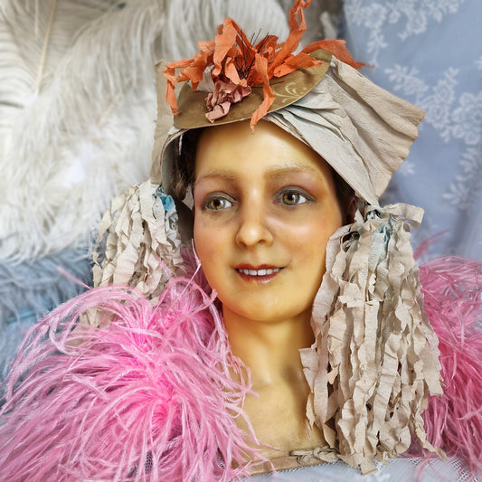 1900s French Wax Bust Mannequin