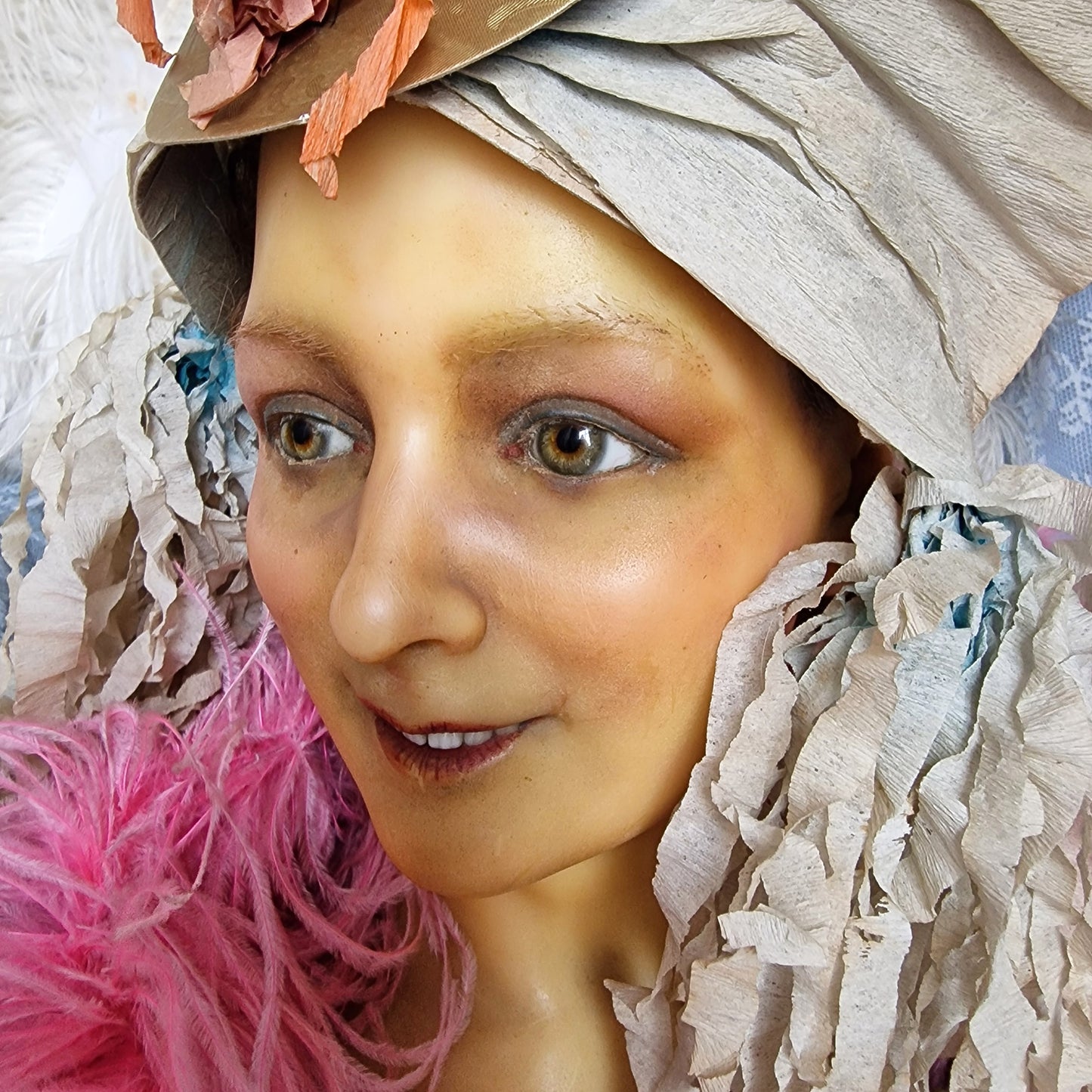 1900s French Wax Bust Mannequin