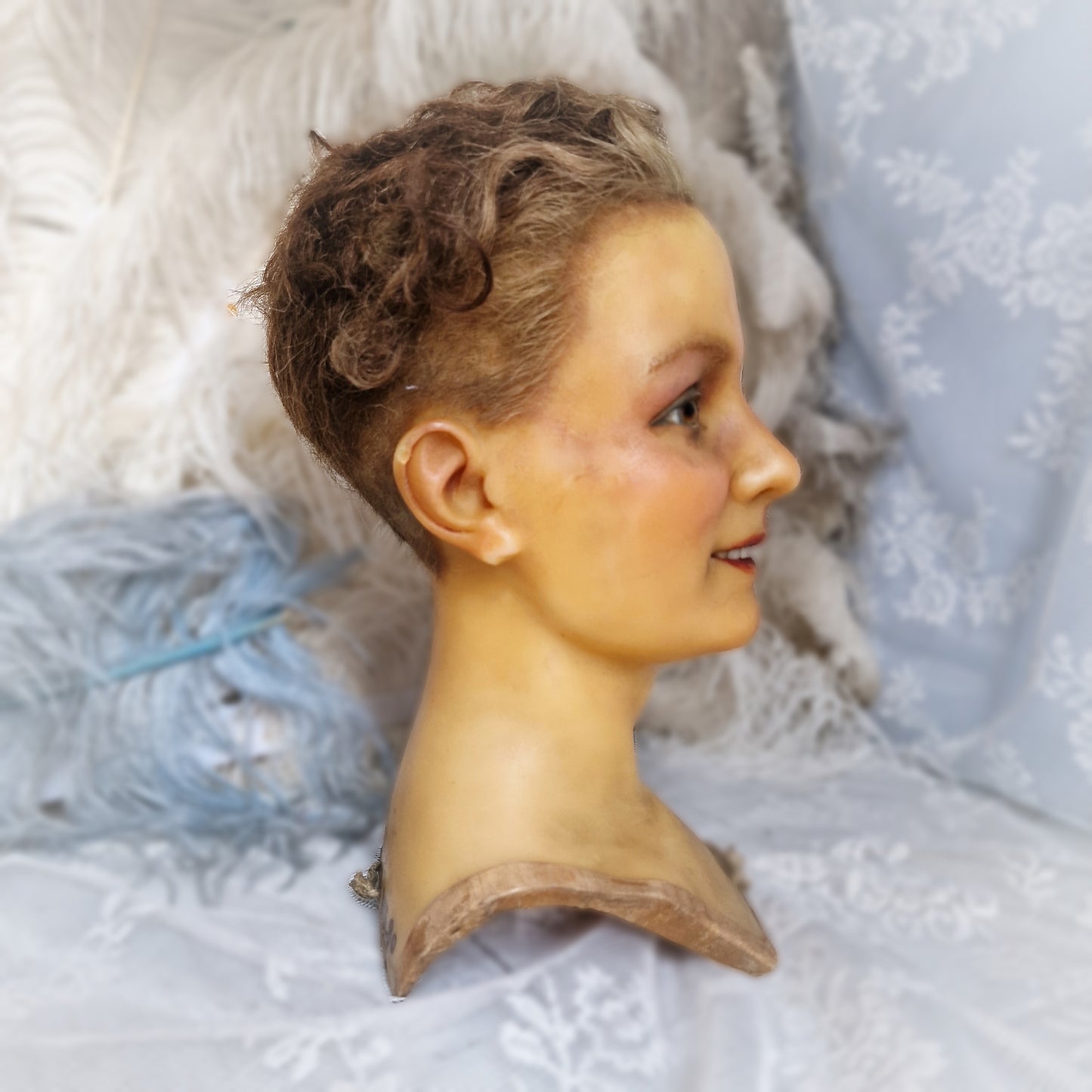 1900s French Wax Bust Mannequin