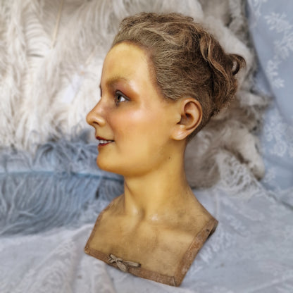 1900s French Wax Bust Mannequin