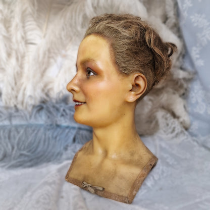 1900s French Wax Bust Mannequin