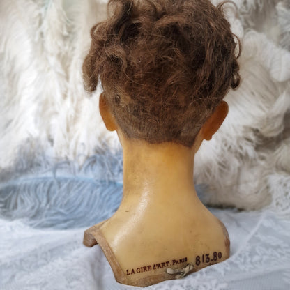 1900s French Wax Bust Mannequin