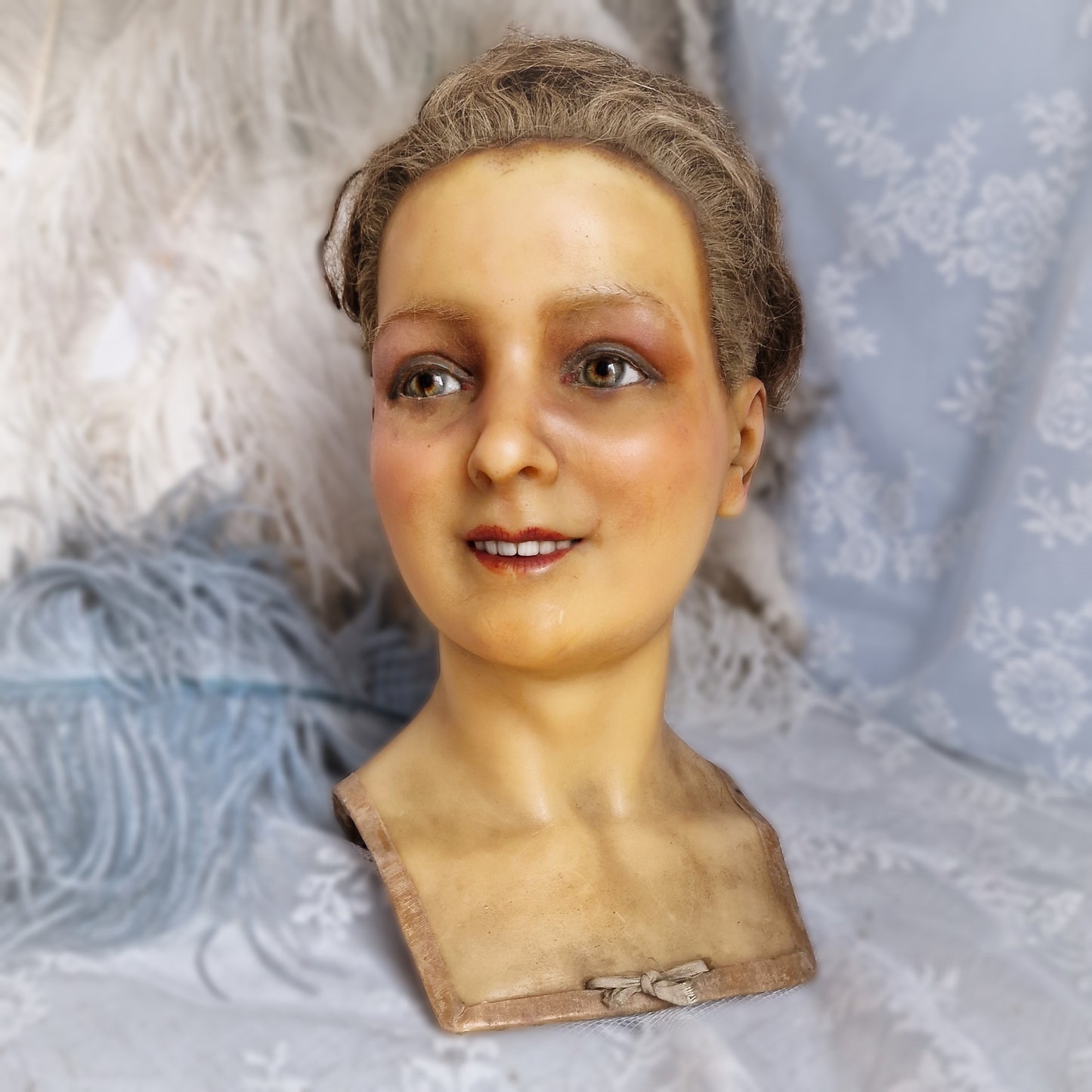 1900s French Wax Bust Mannequin