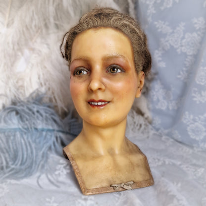 1900s French Wax Bust Mannequin