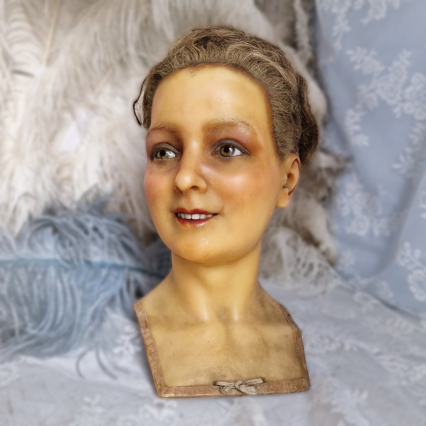 1900s French Wax Bust Mannequin