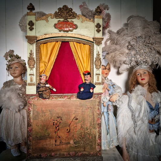 French Guignol Theater with 2 Puppets