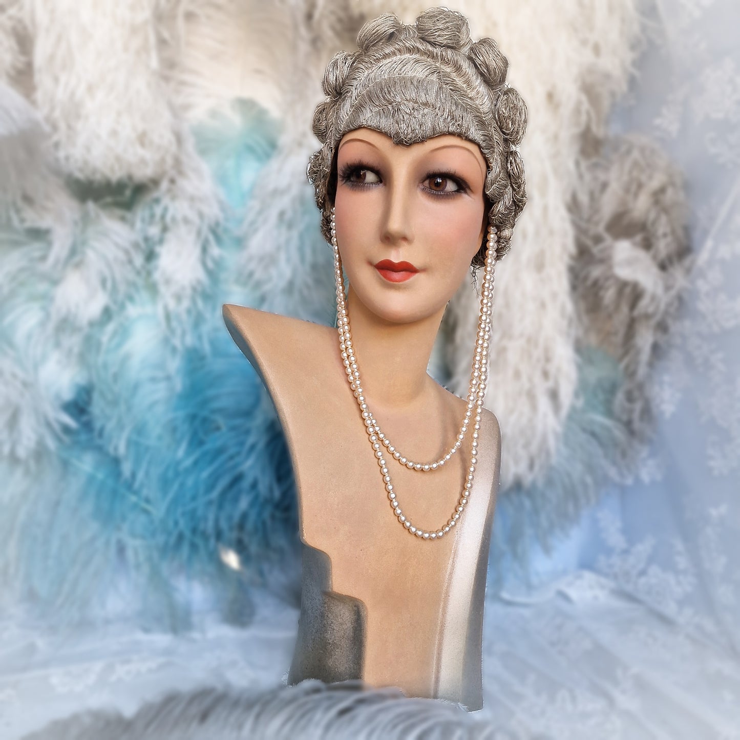 1930s French Wig Bust with Glass Eyes