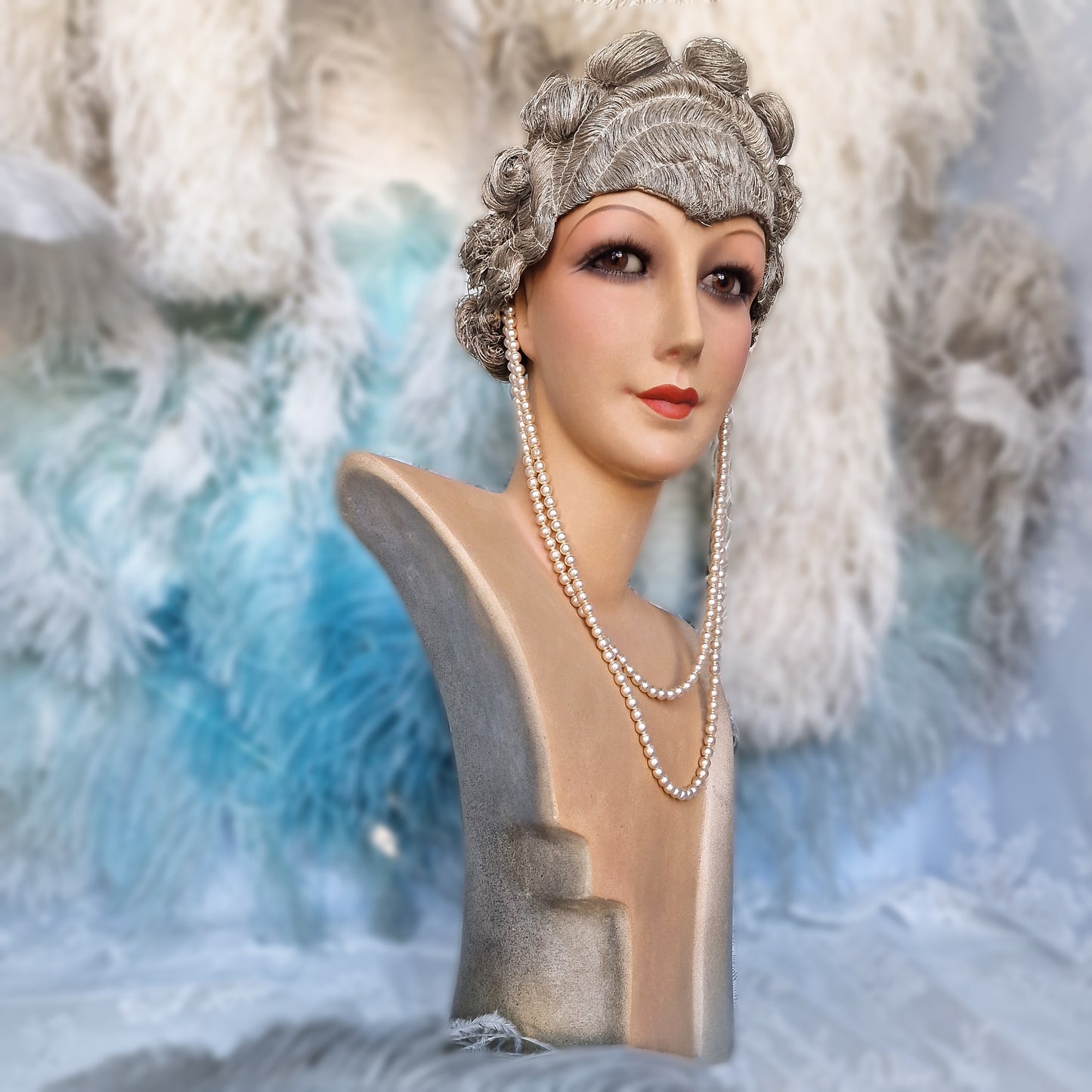 1930s French Wig Bust with Glass Eyes