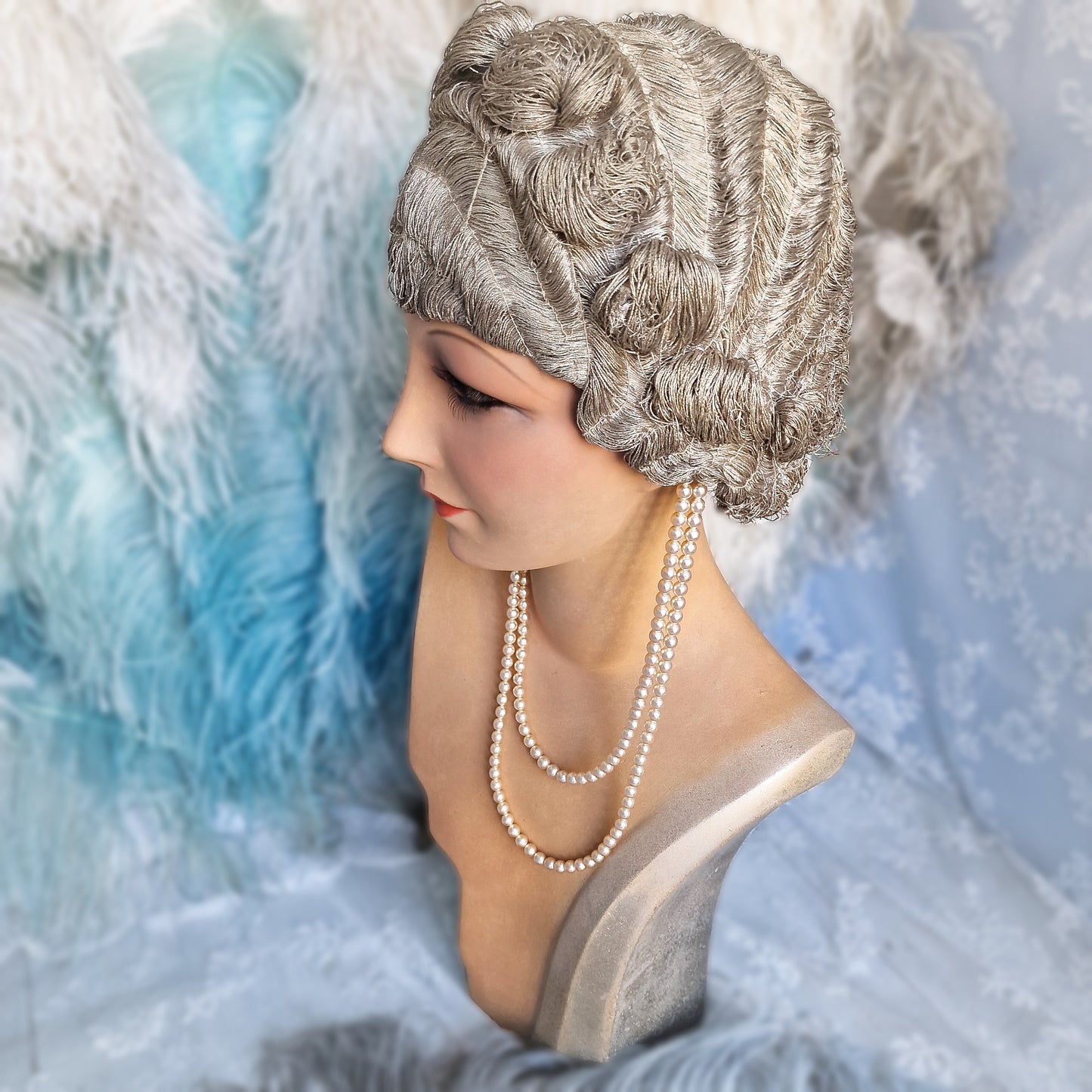 1930s French Wig Bust with Glass Eyes