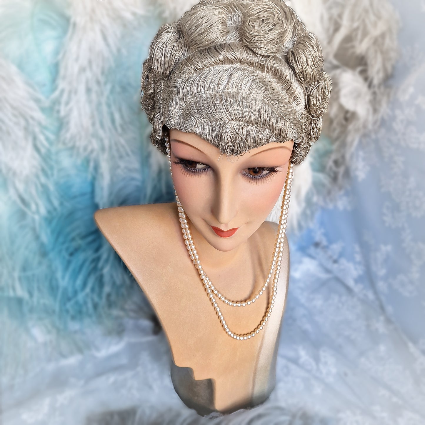 1930s French Wig Bust with Glass Eyes