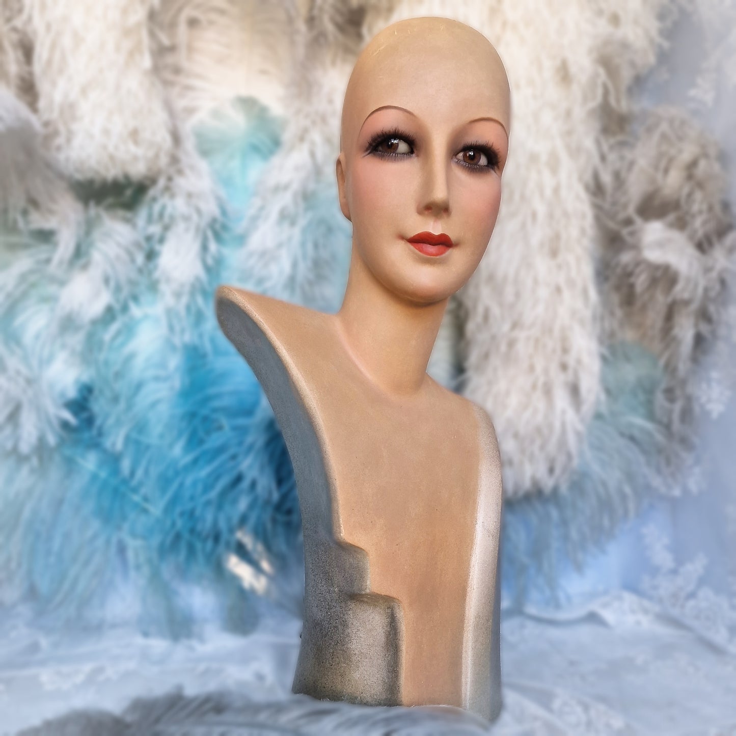 1930s French Wig Bust with Glass Eyes