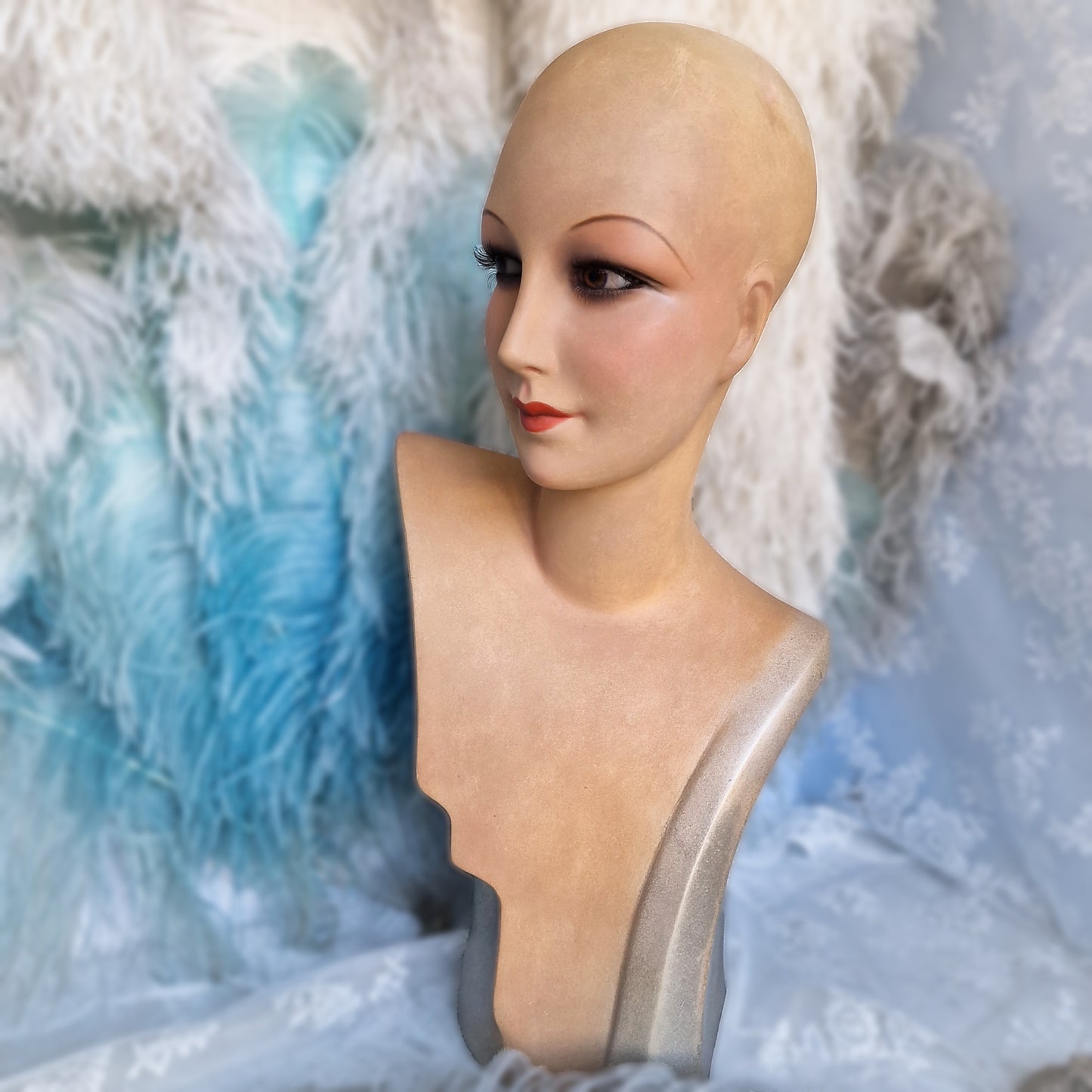 1930s French Wig Bust with Glass Eyes