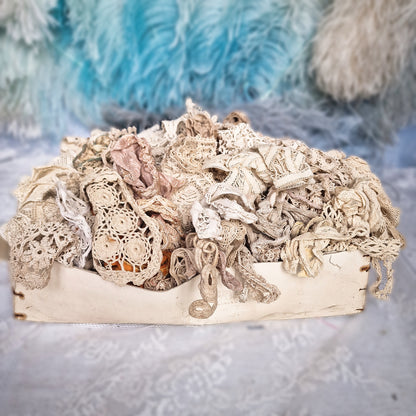 Lot Antique French Lace Ribbons Crochet Trims Textiles Doll Restoration Sewing Craft Millinery Parts