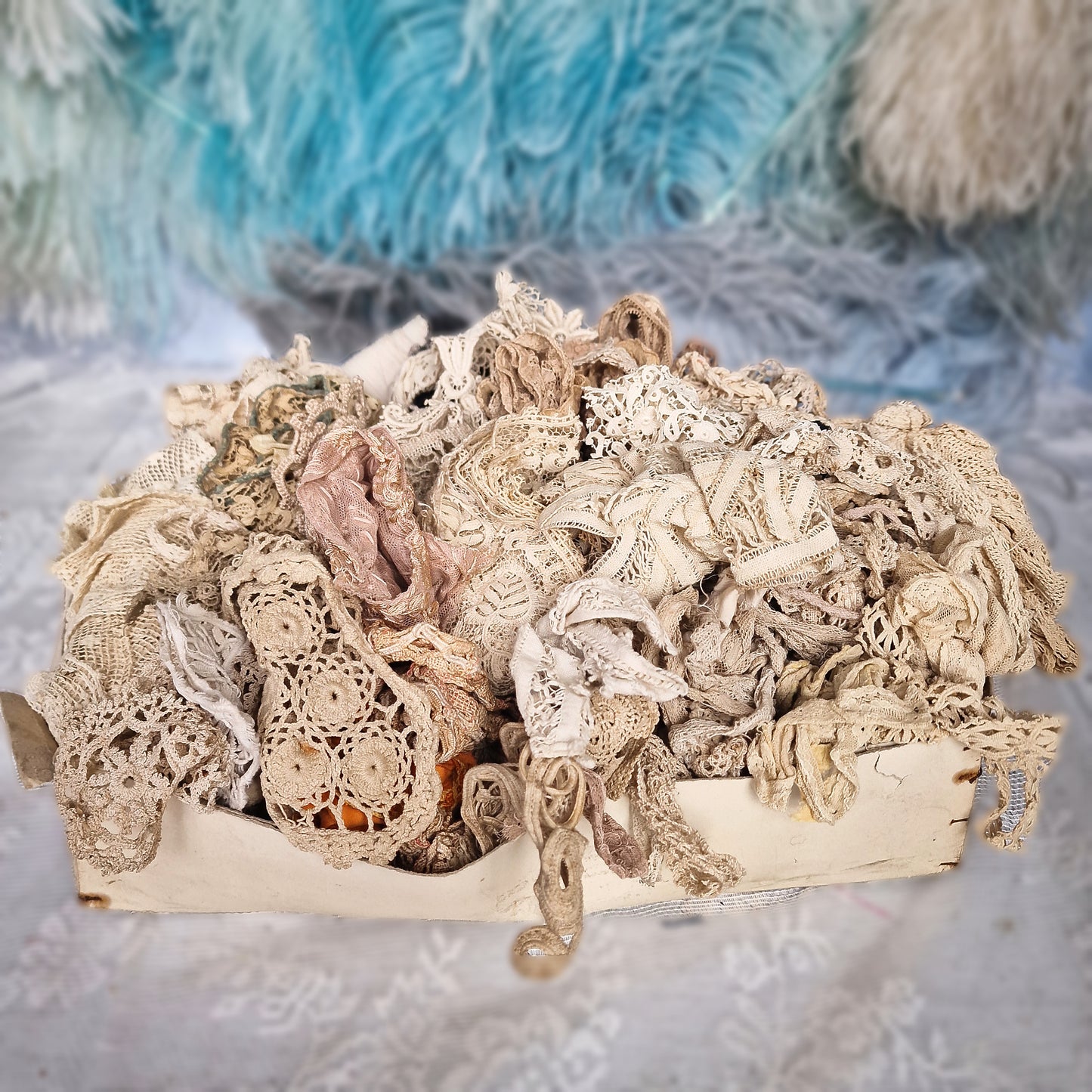 Lot Antique French Lace Ribbons Crochet Trims Textiles Doll Restoration Sewing Craft Millinery Parts