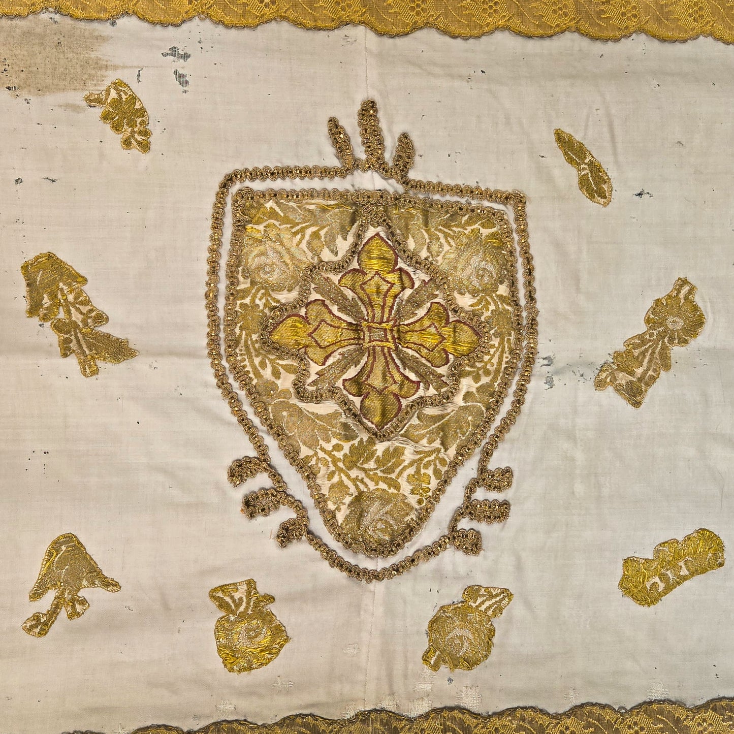 19th-century French Church Altar Cloth or Religious Table Runner
