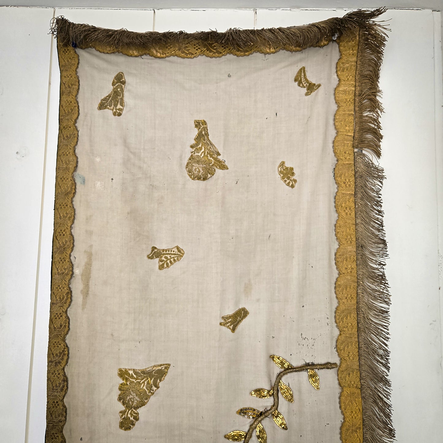 19th-century French Church Altar Cloth or Religious Table Runner