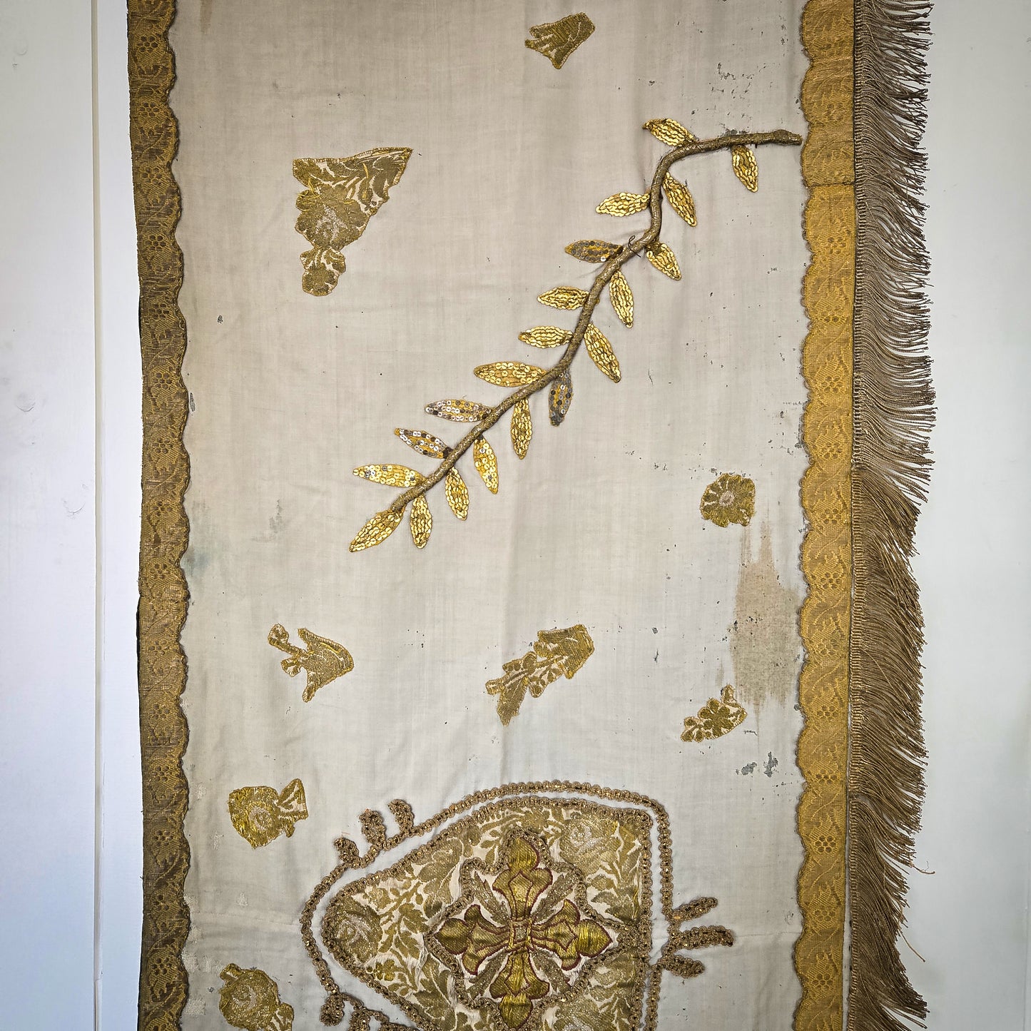 19th-century French Church Altar Cloth or Religious Table Runner
