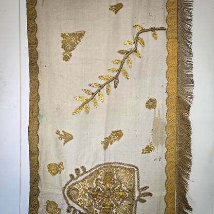 19th-century French Church Altar Cloth or Religious Table Runner