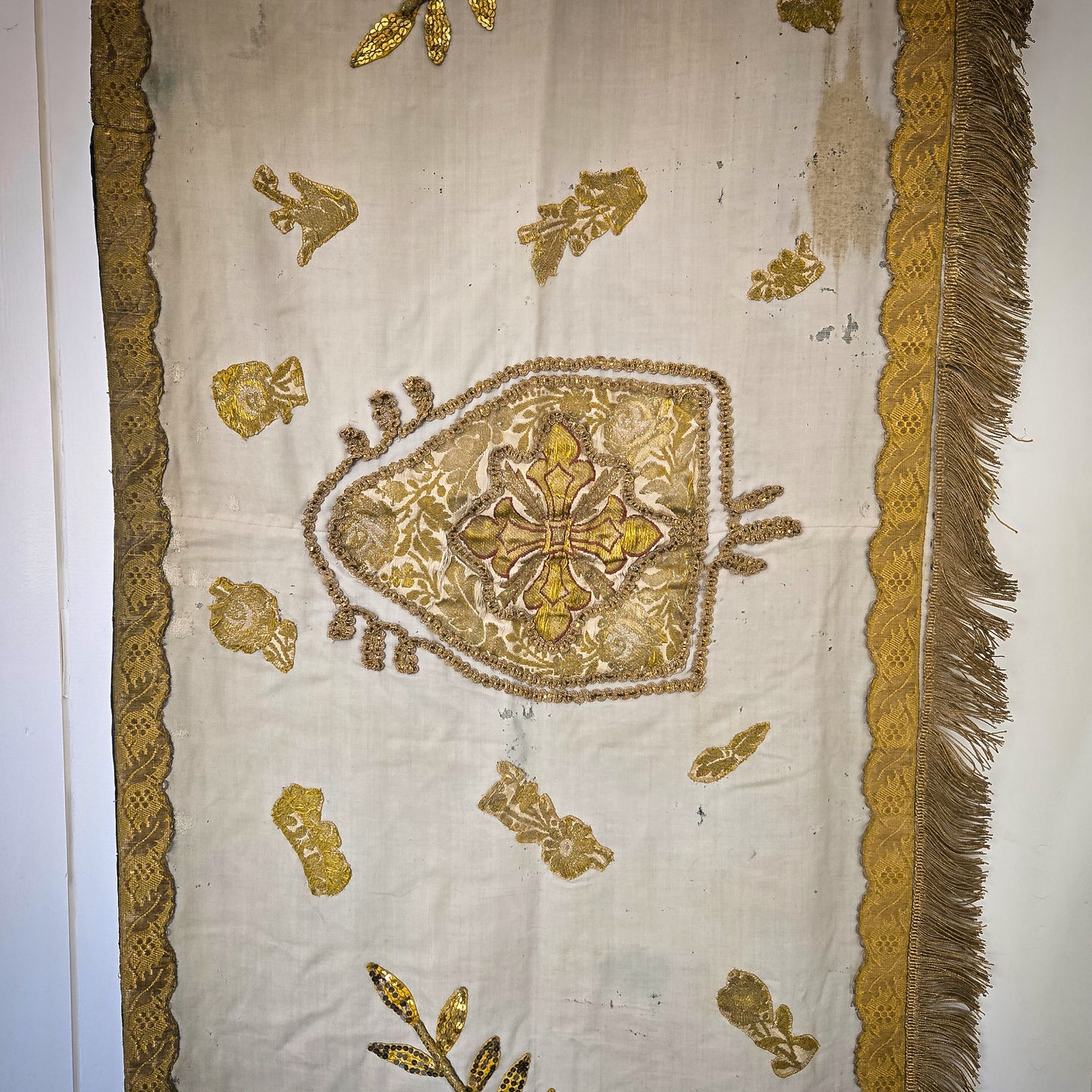 19th-century French Church Altar Cloth or Religious Table Runner