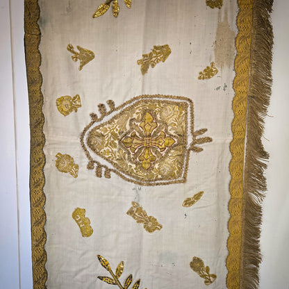 19th-century French Church Altar Cloth or Religious Table Runner