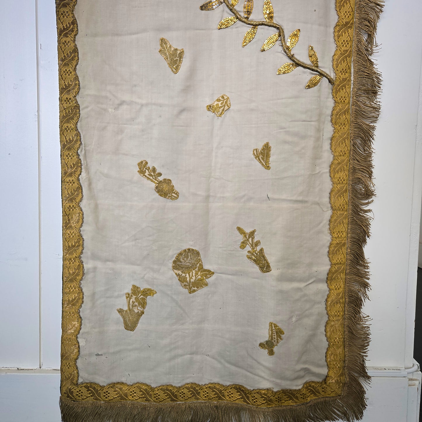 19th-century French Church Altar Cloth or Religious Table Runner