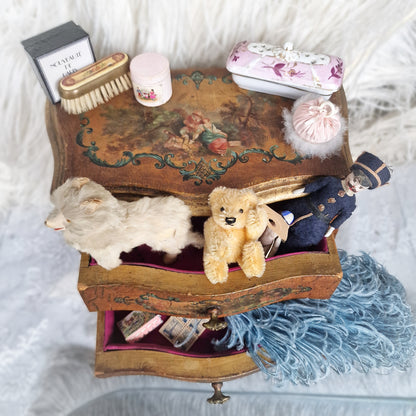 1890s French Vernis Martin Miniature Drawers Cabinet