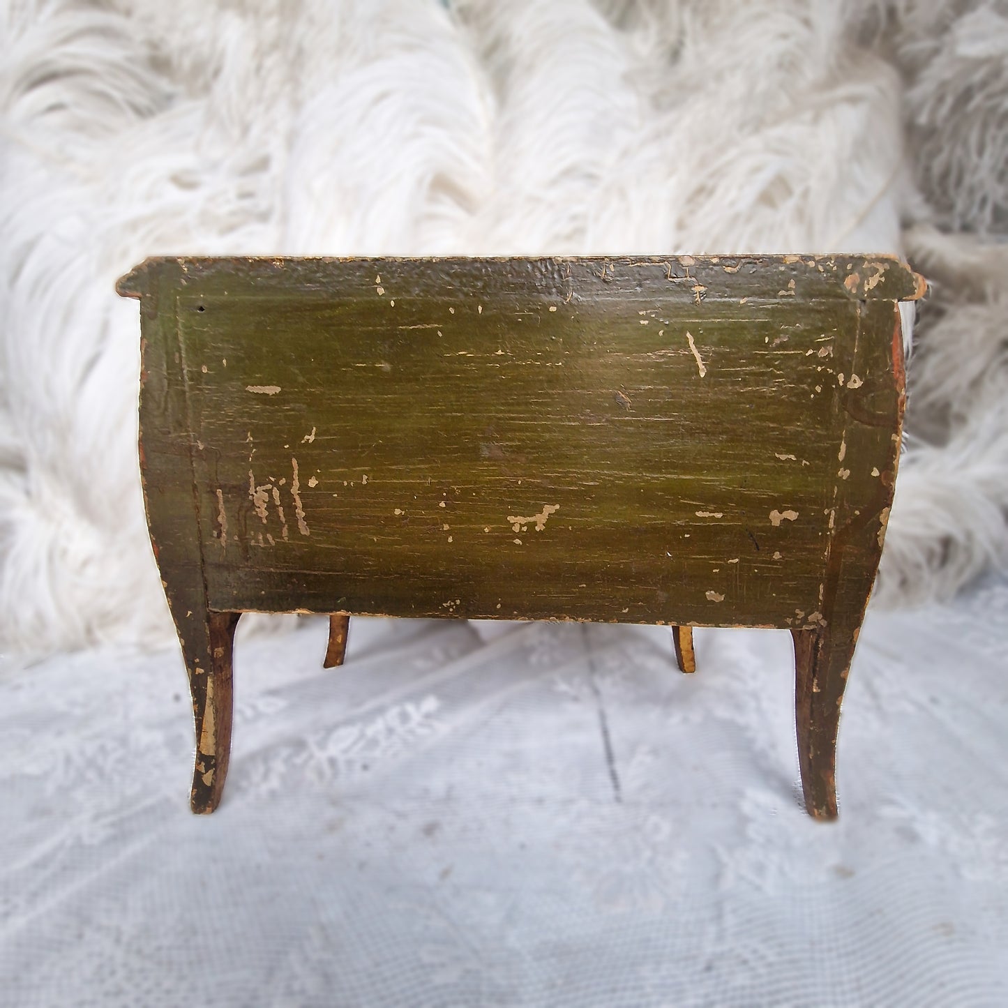 1890s French Vernis Martin Miniature Drawers Cabinet