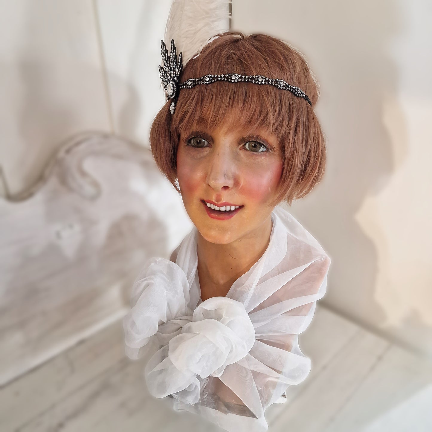 1920s French Wax Bust Mannequin Display Flapper