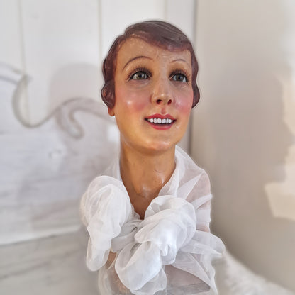 1920s French Wax Bust Mannequin Display Flapper