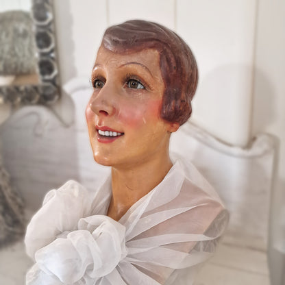 1920s French Wax Bust Mannequin Display Flapper