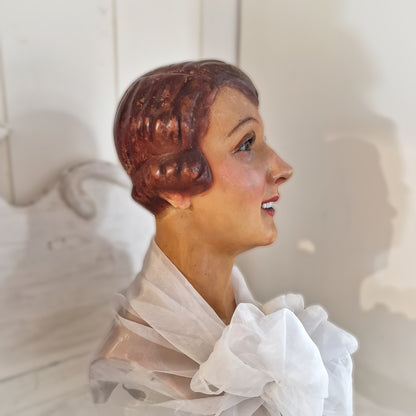 1920s French Wax Bust Mannequin Display Flapper